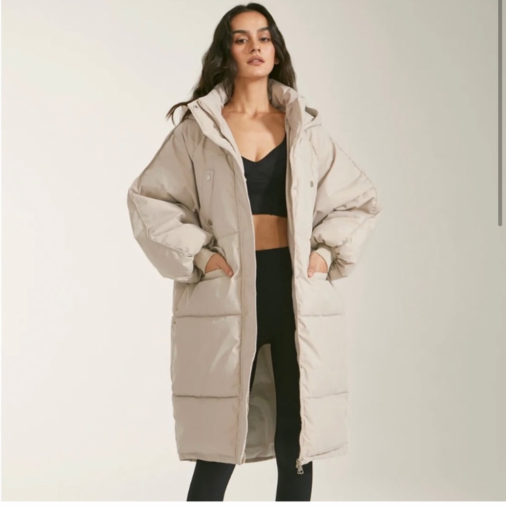 Commense Beige Long Hooded Parka Puffer Winter Womens Coat Size Large